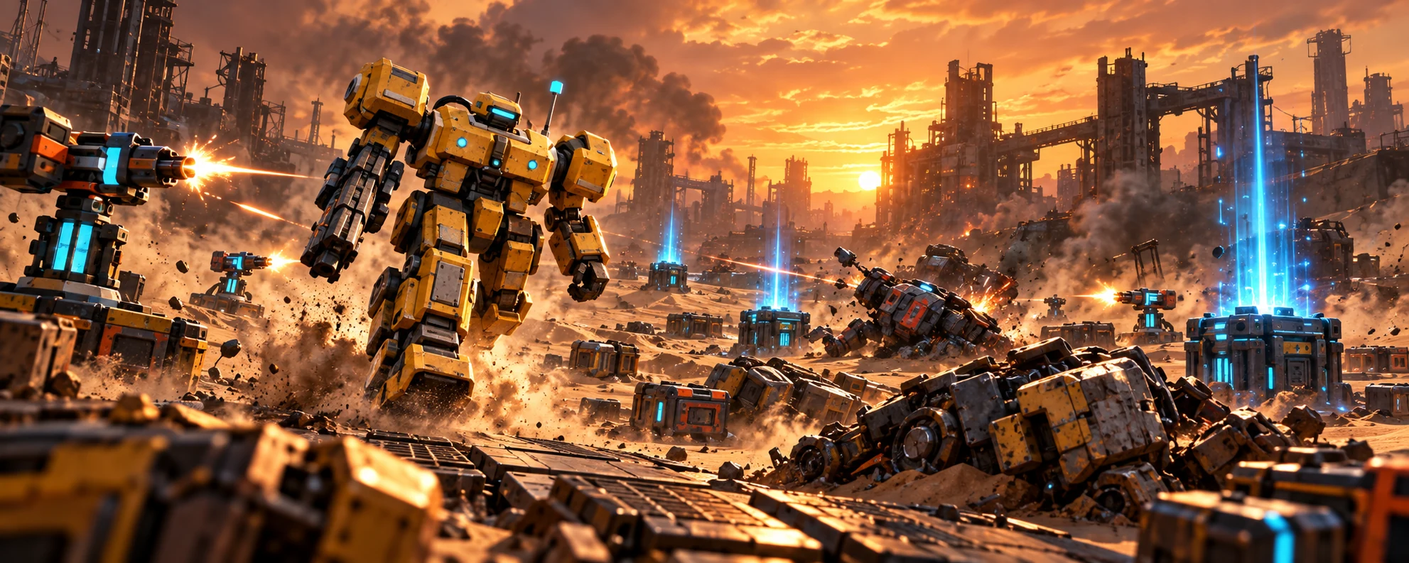 Mechanical combat across a ruined sector