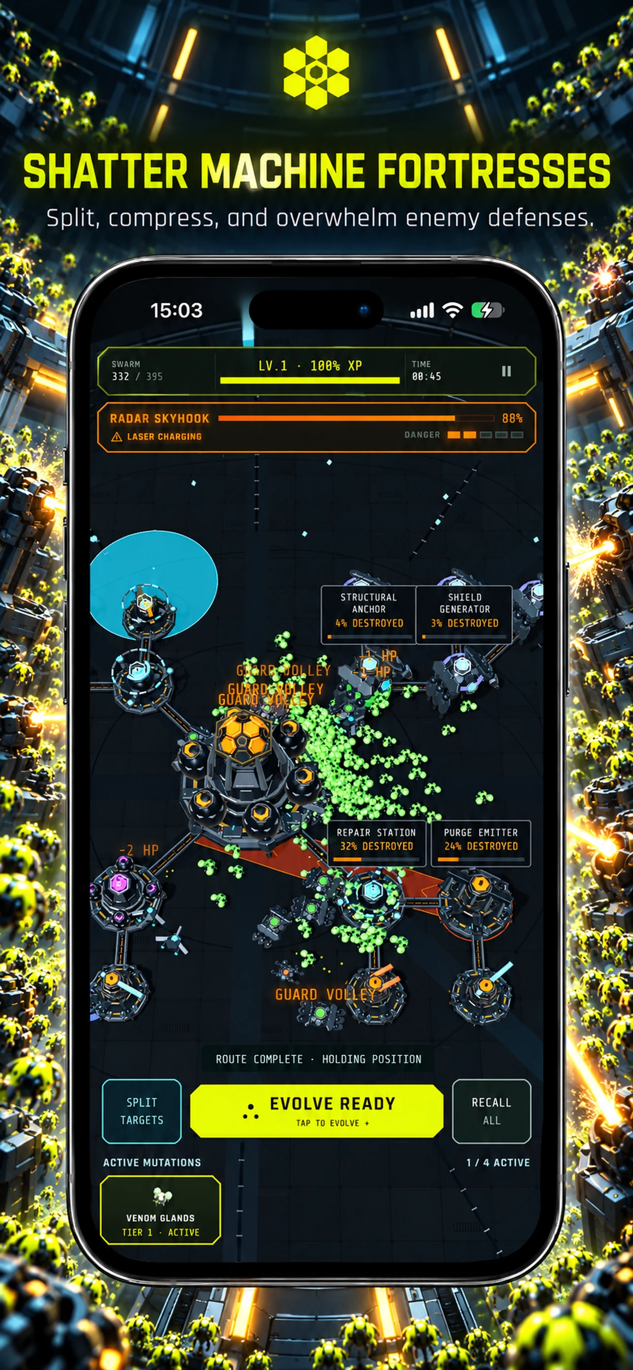 HIVE swarm attacking a Radar Skyhook machine fortress