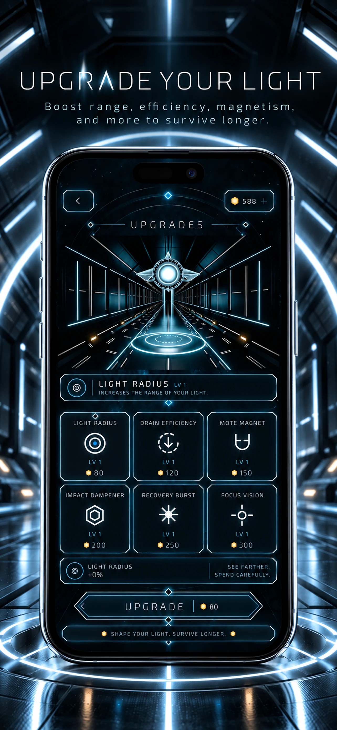 LUMEN light upgrades screen