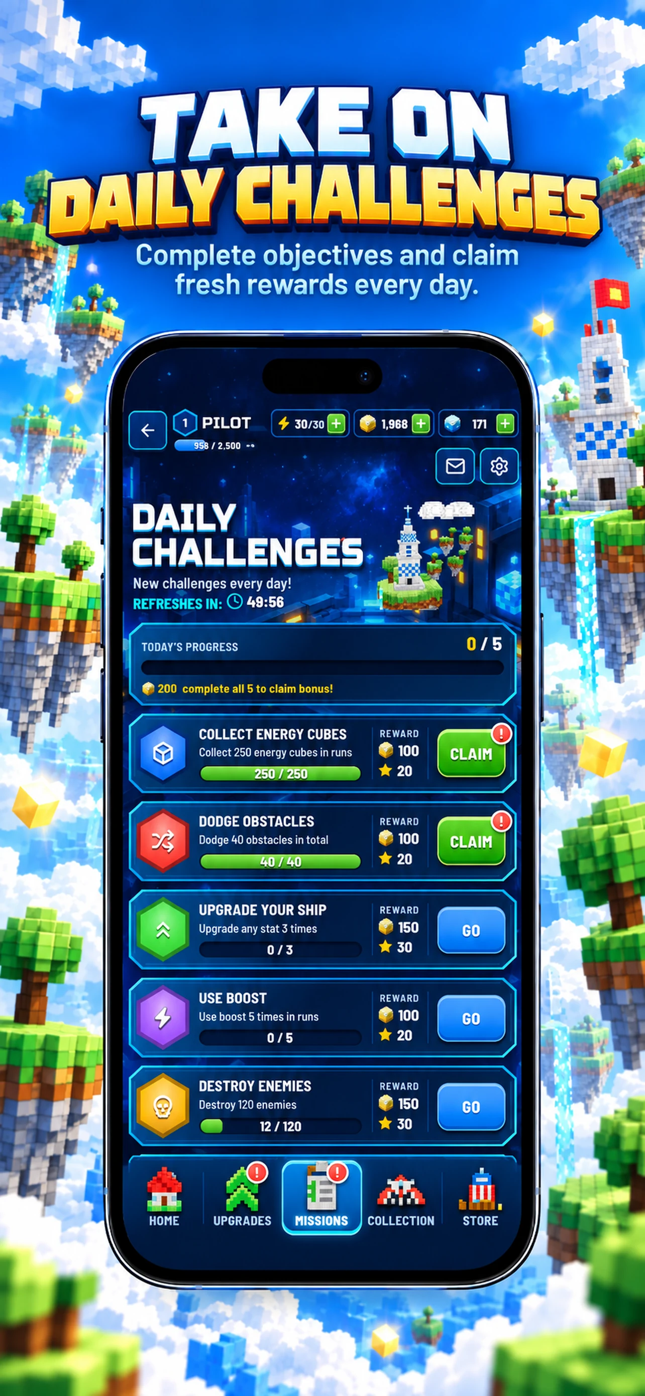 Sky Drifter daily challenge objectives and rewards